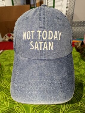 Not Today Satan Embroidered Letters Strapback Hat Cap